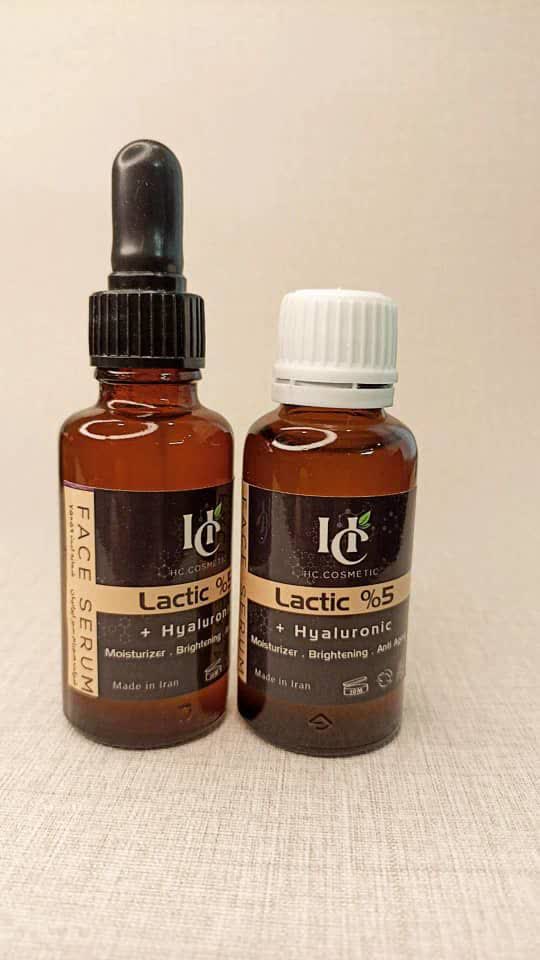  سرم لاکتیک اسید 5% + هیالورونیک اسید HC | لایه‌بردار ملایم با آبرسانی عمیق کد 12